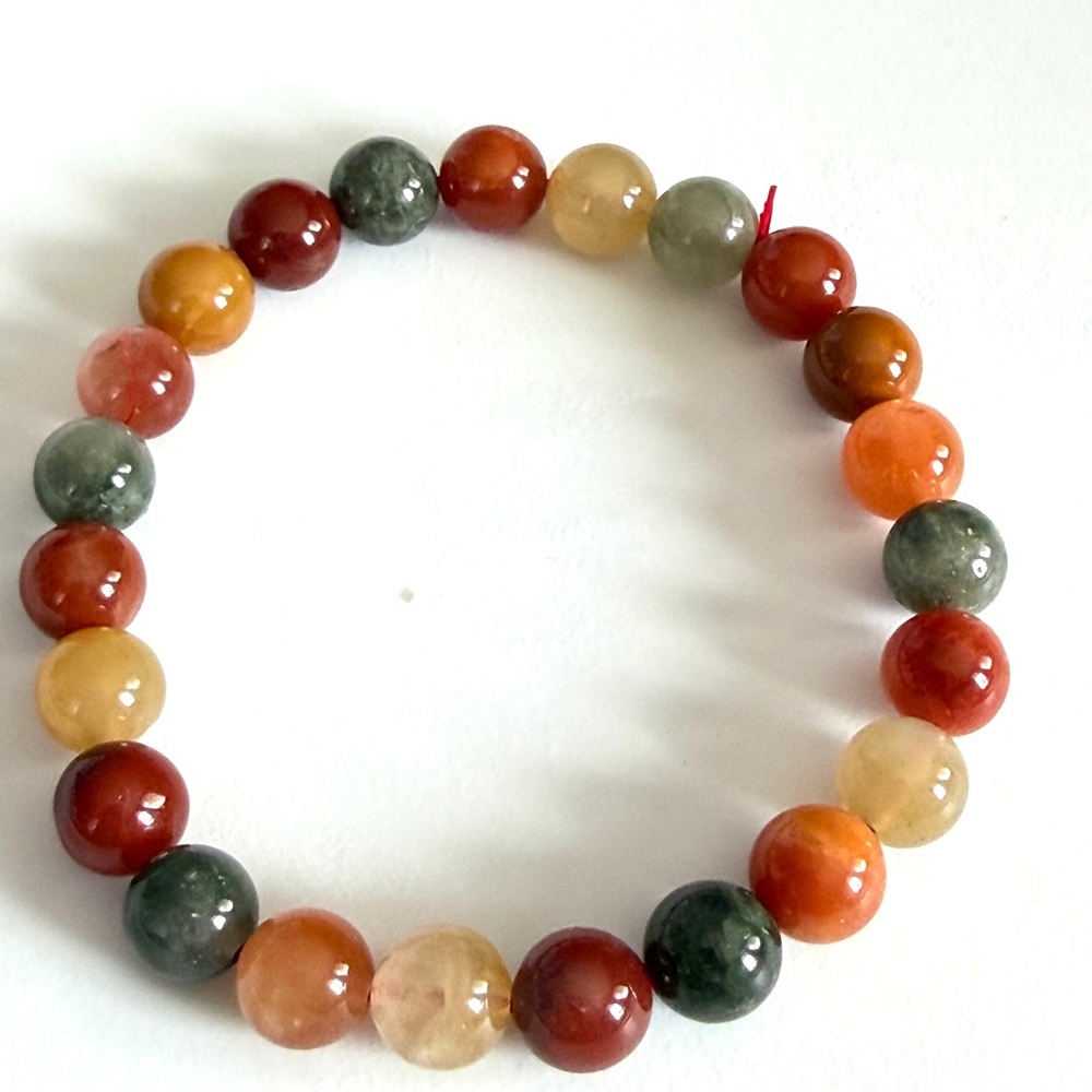 Old Mine rare colored Rabbit Hair Quart Beaded Bracelet Natural Stone Crystal